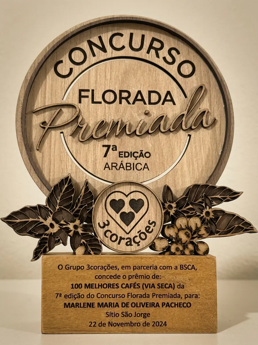 Troféu do Concurso Florada Premiada 7ª Edição Arábica — concedido a Marlene Maria de Oliveira Pacheco, Sítio São Jorge